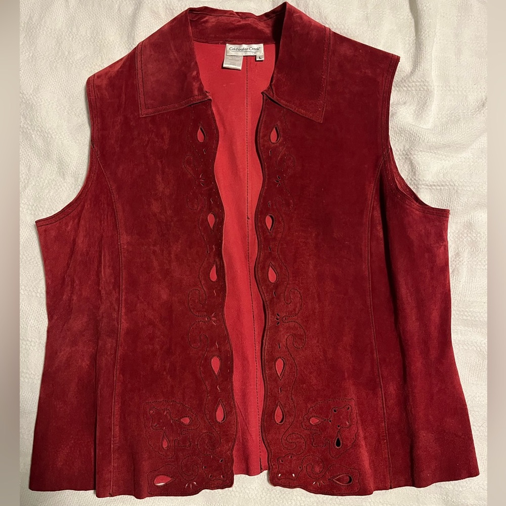 Stunning red 100% leather vest